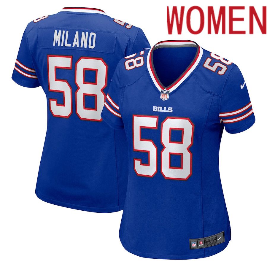 Women Buffalo Bills #58 Matt Milano Nike Royal Game NFL Jersey